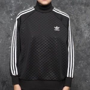 ADIDAS Originals Black Quilted Sweatshirt w/Mock Turtleneck, Side Z…